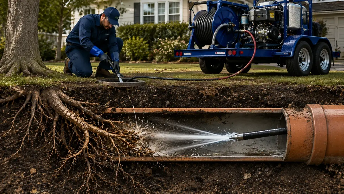 Tree Root Removal with Hydro Jetting in Alamo
